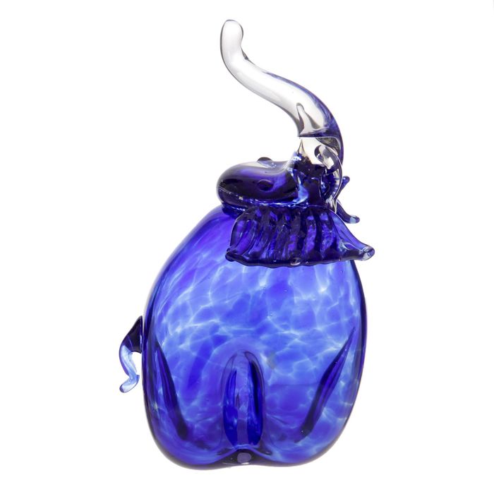 Сувенир стекло в стеклокрошку "Слон синий" 19х13х13 см