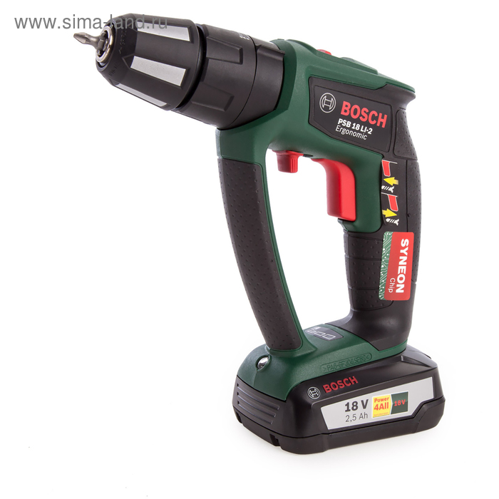 Аккумуляторная дрель-шуруповерт Bosch PSB 18 LI-2 Ergonomic 06039B0301 2 акк 1621100₽