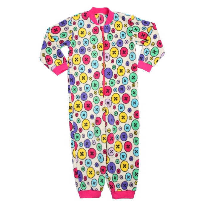 Комбинезон для девочки, рост 116 см, цвет бежевый, принт пуговицы 621782-5