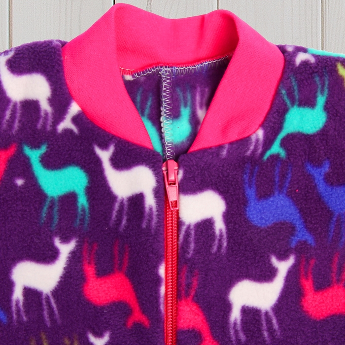 Комбинезон для девочки, рост 74 см, цвет фиолетовый, принт олени 621712-6_М