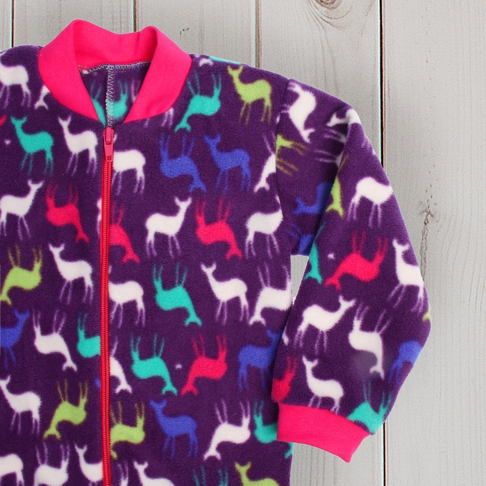 Комбинезон для девочки, рост 74 см, цвет фиолетовый, принт олени 621712-6_М