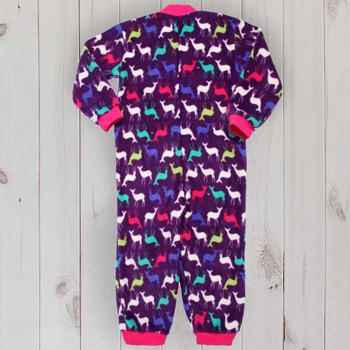 Комбинезон для девочки, рост 74 см, цвет фиолетовый, принт олени 621712-6_М