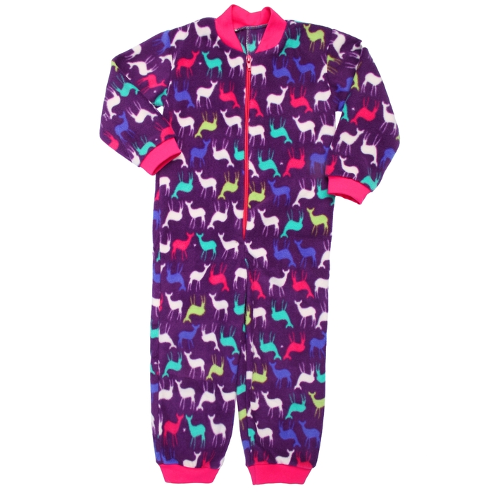 Комбинезон для девочки, рост 116 см, цвет фиолетовый, принт олени 621782-6