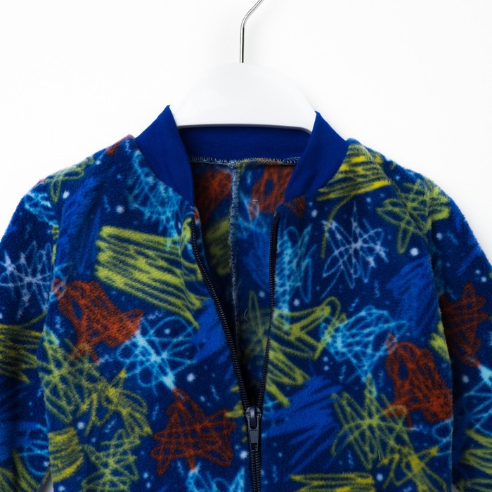 Комбинезон для девочки, рост 74 см, цвет голубой, принт кляксы 621712-8_М