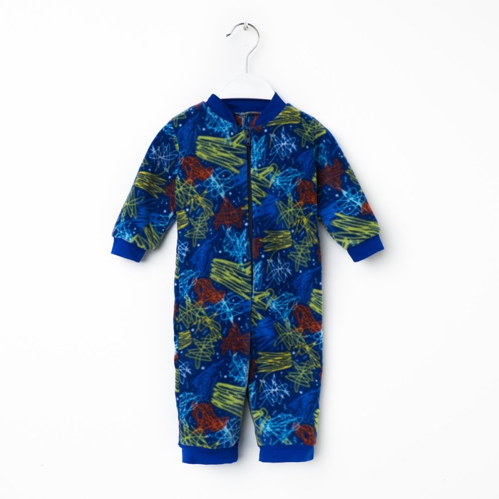 Комбинезон для девочки, рост 80 см, цвет голубой, принт кляксы 621722-8_М