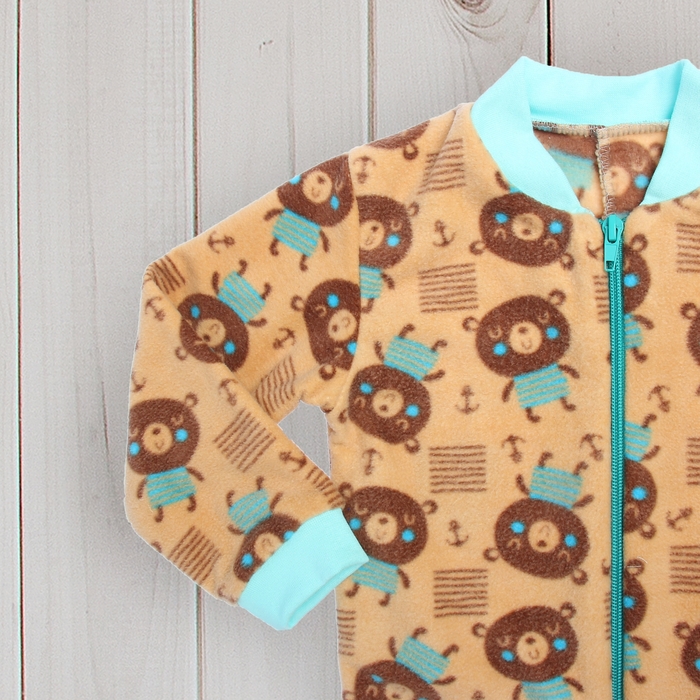 Комбинезон для мальчика, рост 80 см, цвет бежевый, принт медведь 621721-5_М