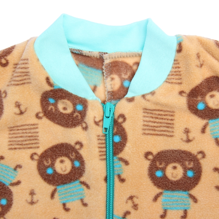 Комбинезон для мальчика рост 110 см, цвет бежевый, принт медведь 621771-5