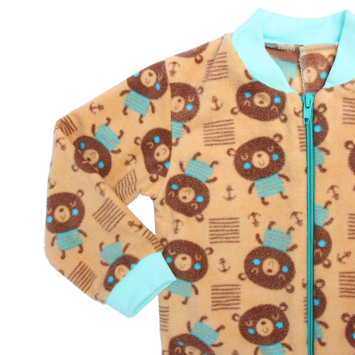Комбинезон для мальчика, рост 116 см, цвет бежевый, принт медведь 621781-5