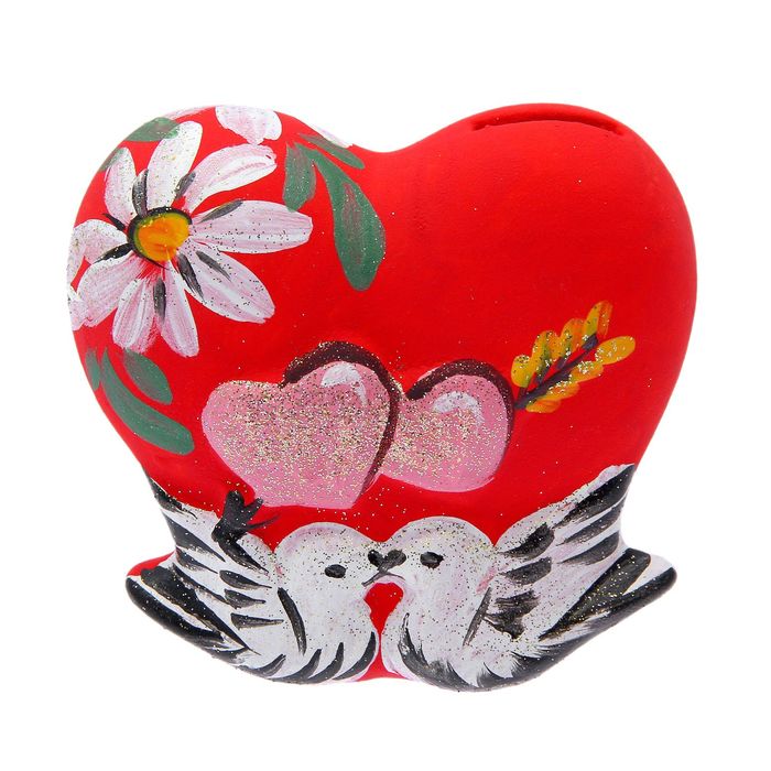 Копилка "Сердце и голуби" малая