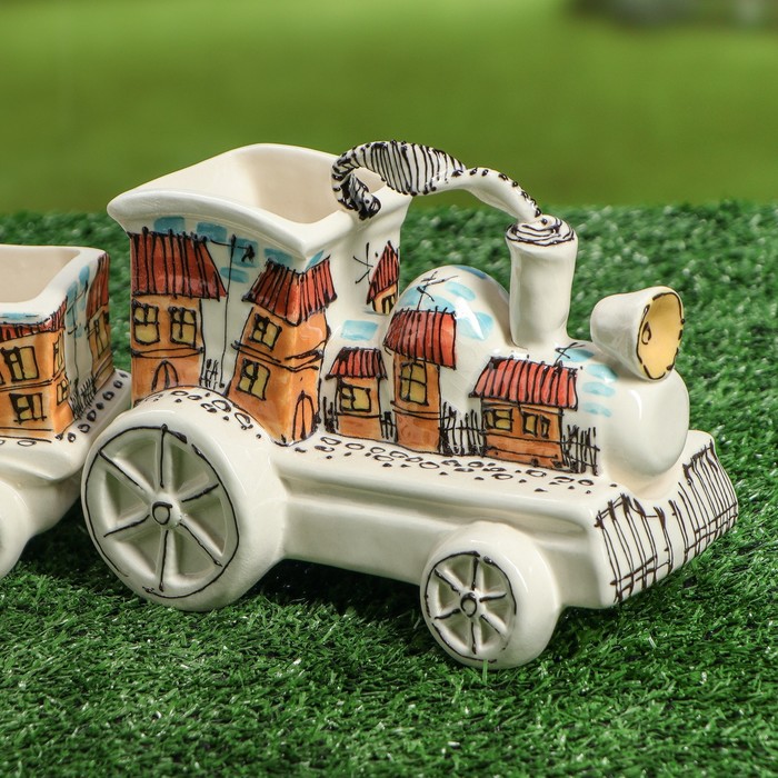 Набор фигурных кашпо "Поезд" малый, 4 горшка, микс