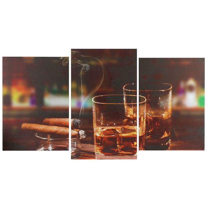 Модульная картина на подрамнике "Виски", 2 шт. — 31×44, 1 — 31×52, 70×105 см