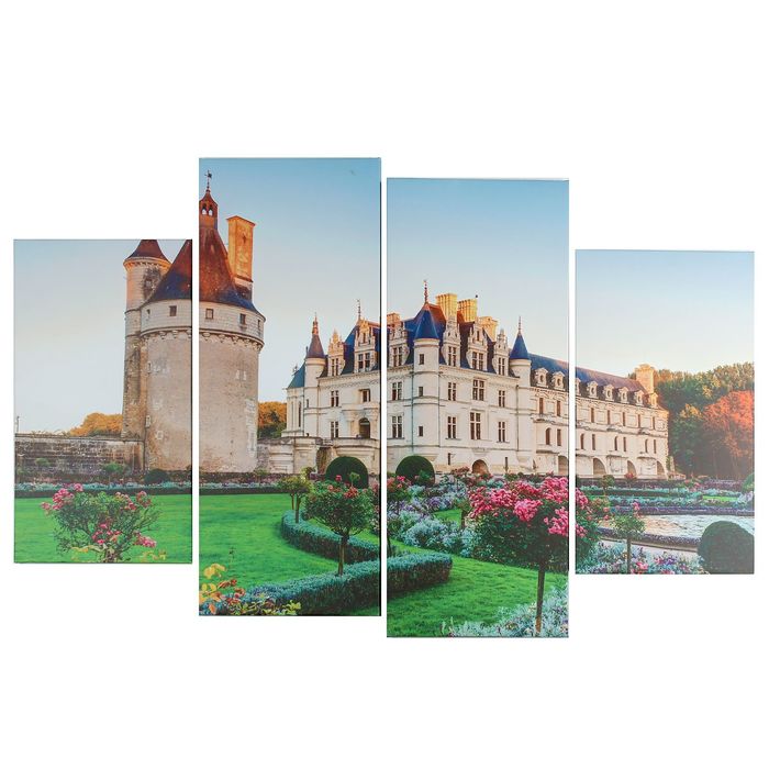 Модульная картина на подрамнике "Замок с парком", 2 шт. — 28×50 см, 2 шт. — 28×70 см, 85×125 см