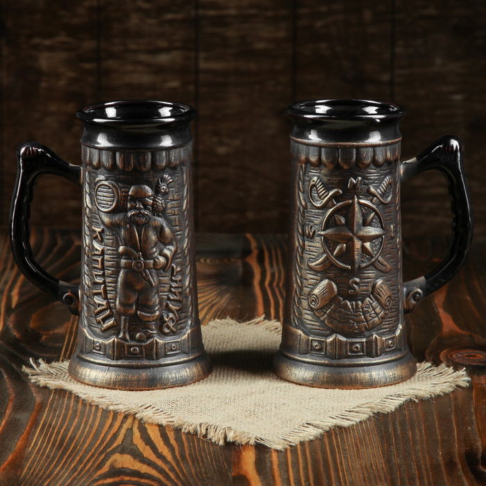 Набор "Флинт"+ пепельница, бокалы, бронза, 0,5 л