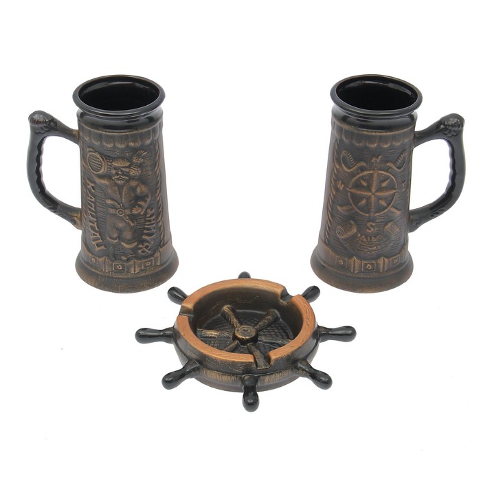 Набор "Флинт"+ пепельница, бокалы, бронза, 0,5 л