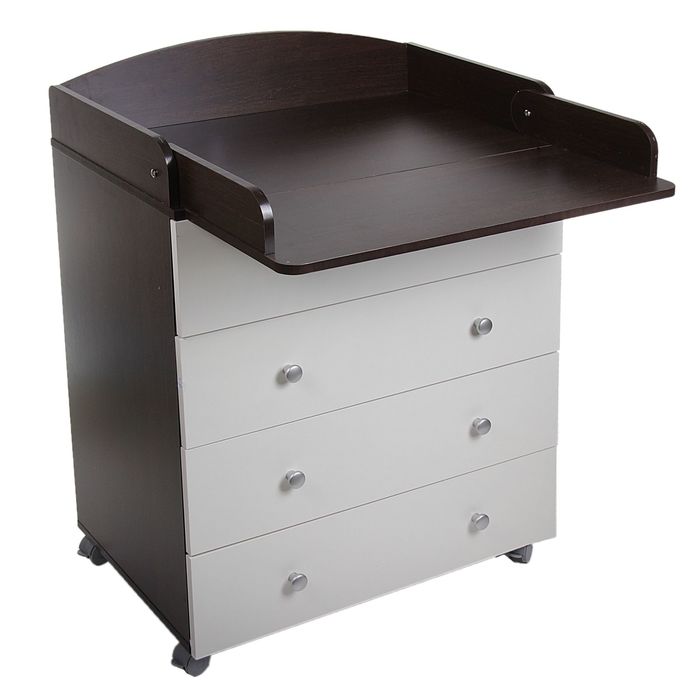 Комод детский пеленальный, 4 выдвижных ящика, цвет венге/белый