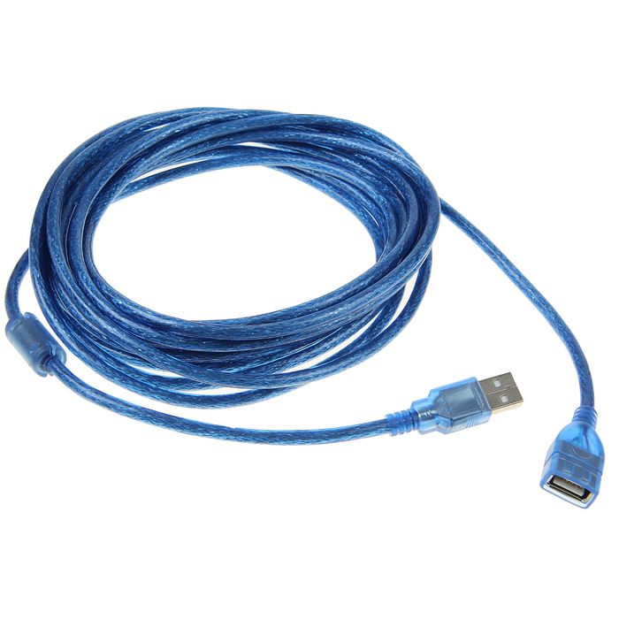 Кабель-удлинитель USB AM-> AF, 5 m ферритовым фильтром , синий