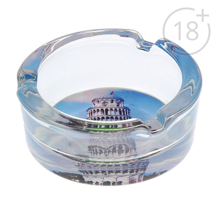 Пепельница круглая валюта Достопримечательность микс d=8,5см стекло