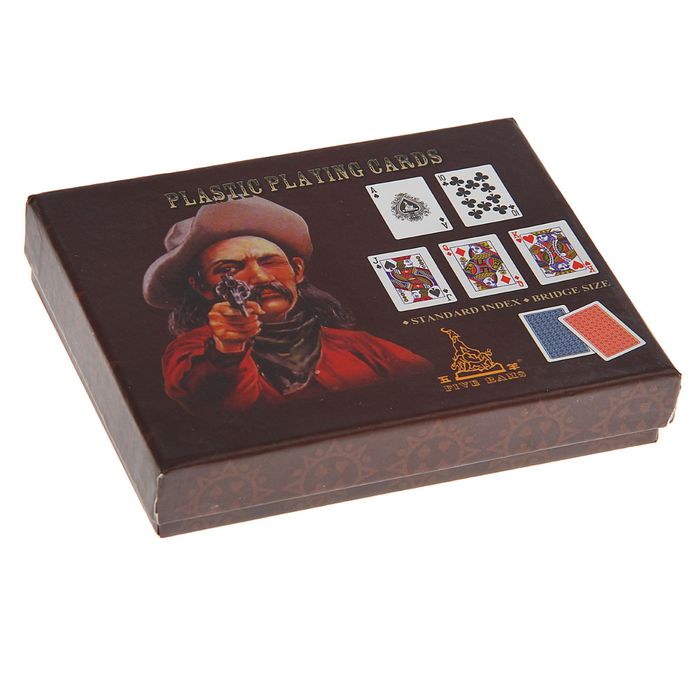 Набор игральных пластиковых карт "Ковбой", 2 колоды по 54 шт., 30 мкм, 8,5 × 5,6 см, микс