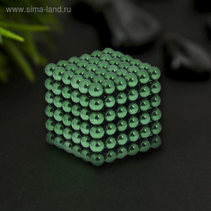 Маятники и антистрессы  Сима-Ленд Антистресс магнит Неокуб 216 шариков d=0,5 см (зелёный)
