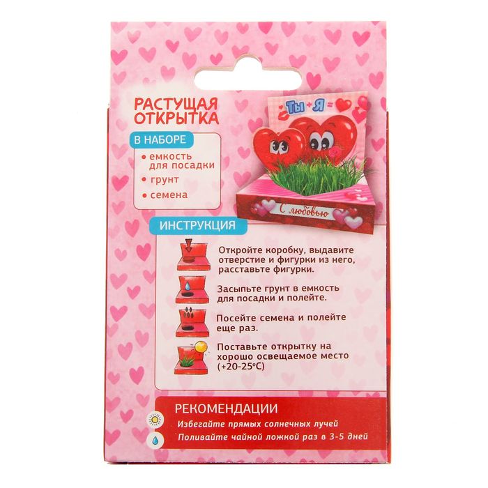 Растущий сувенир в открытке "Ты+Я"