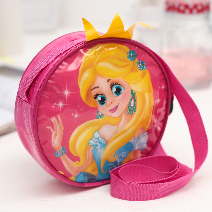 Сумочка детская "Принцесса" круглая с короной, d=15,5см