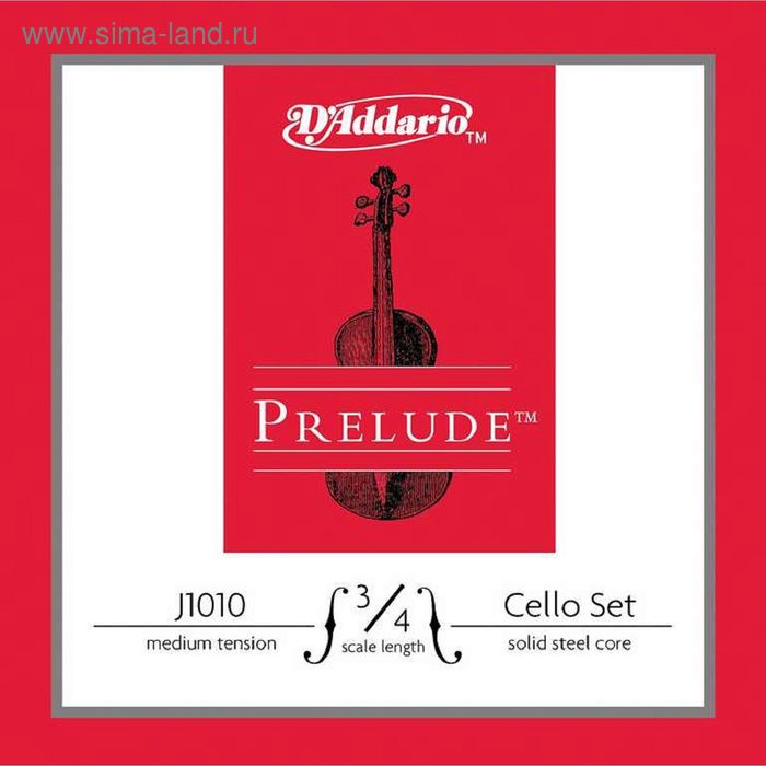 Комплект струн для виолончели D'Addario J1010-3/4M Prelude размером 3/4, среднее натяжение