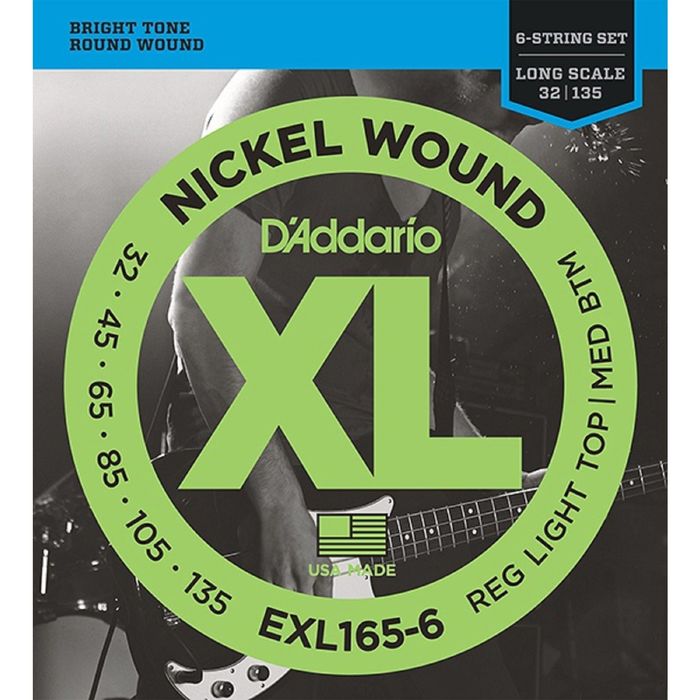 Струны для 6-струнной бас-гитары D`Addario EXL165-6 XL NICKEL WOUND 6-string Long RLTMB 32-135 175