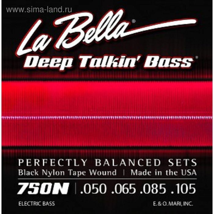 фото Комплект струн для бас-гитары с черным нейлоном la bella 750n 050-105