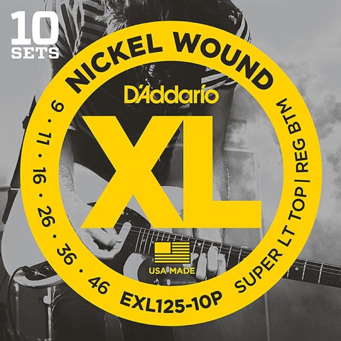 Струны для электрогитары D'Addariо EXL125-10P Nickel Wound S Light Top/Regular Bottom 9-46, 10 комп