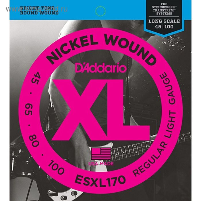 фото Комплект струн для бас-гитары d'addario esxl170 nickel wound, шарик на 2 концах d`addario