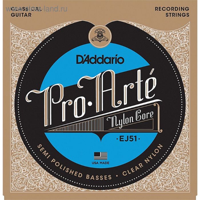 фото Струны для классической гитары d'addario ej51 pro-arte, полир. басовые струны, сильное натяжение 1 d`addario