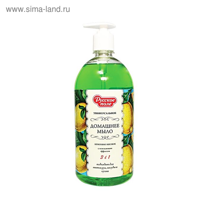 Жидкое мыло Русское поле «Лимонно-мятное», 1 л цена и фото
