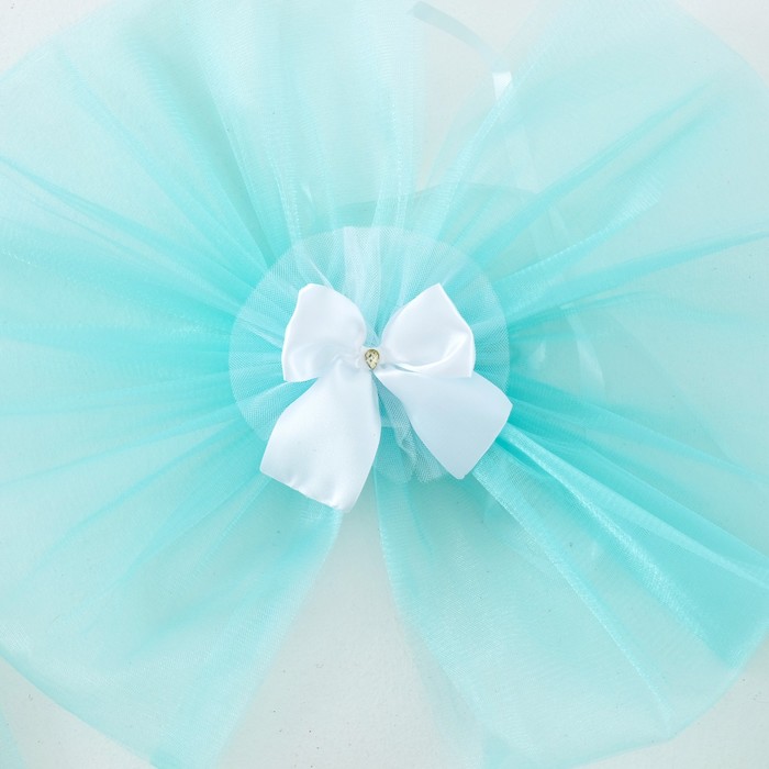 Набор для украшения автомобиля из фатина: 2 ленты на капот, 1 бант на радиатор, 4 бантика на ручки, бирюзовый