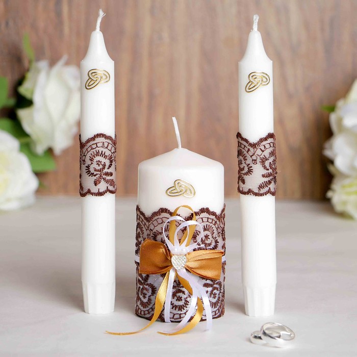 Набор свечей «Семейный очаг», 3 шт., коричневый