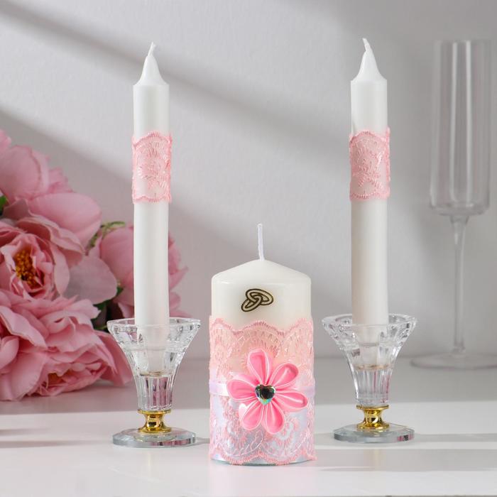 Набор свечей «Семейный очаг», 3 шт., розовый, микс