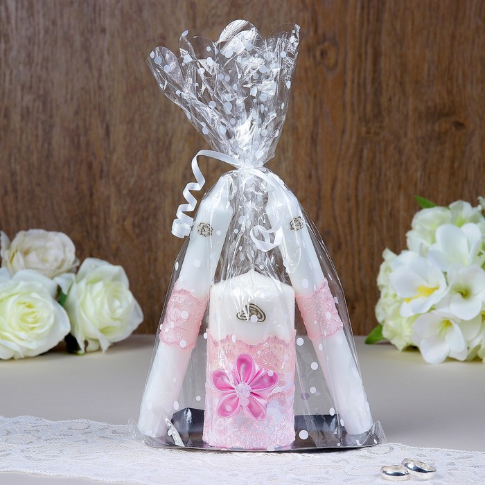 Набор свечей «Семейный очаг», 3 шт., розовый, микс