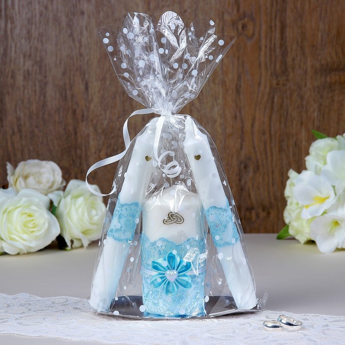 Набор свечей «Семейный очаг», 3 шт., голубой