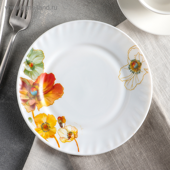 Тарелка десертная Доляна «Радужные маки», d=17,5 см, стеклокерамика тарелка десертная доляна винтаж d 17 5 см стеклокерамика