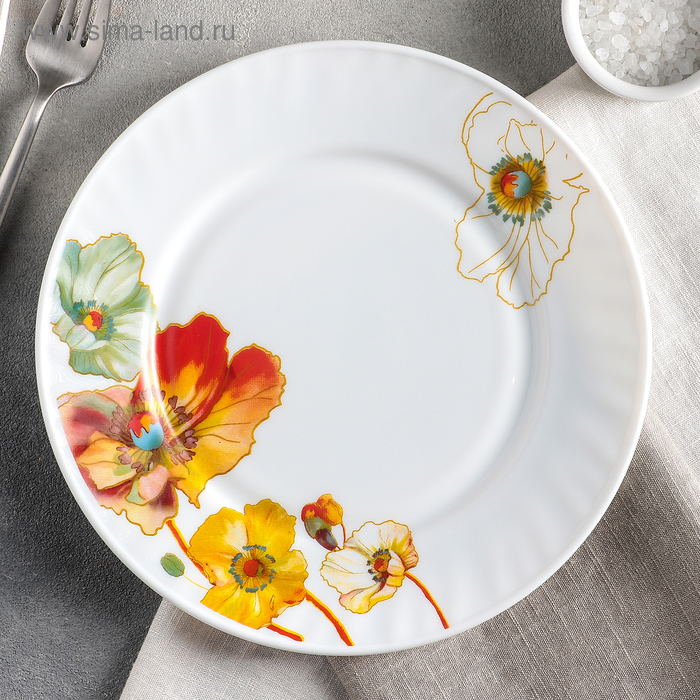 Тарелка обеденная Доляна «Радужные маки», d=23 см, стеклокерамика тарелка обеденная нежные маки d 25 см цвет белый