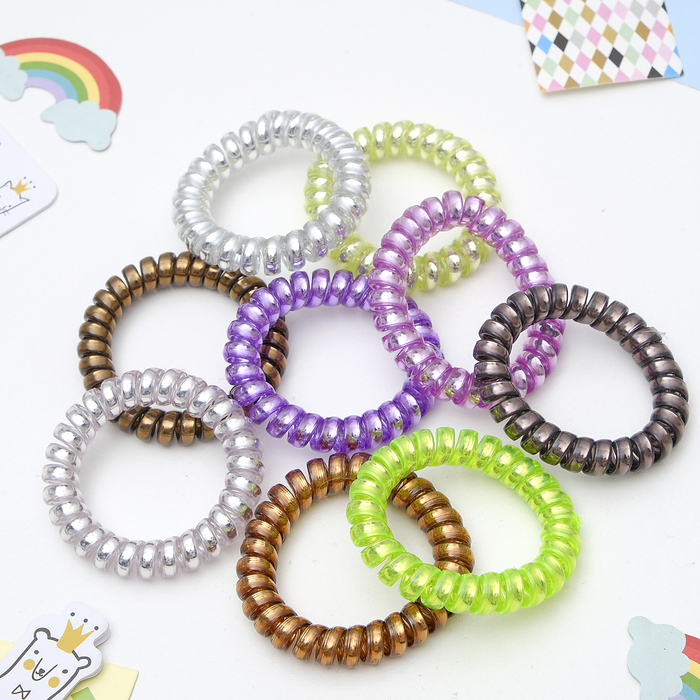 Резинка для волос "Пружинка", металлик, крупная, микс