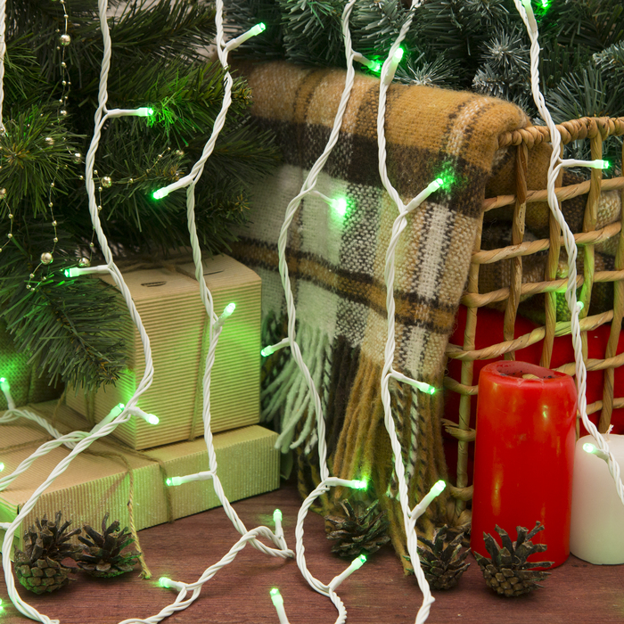 Гирлянда "Метраж" УМС, 10 м, Н.Б., LED-100-24В, б/контр., ЗЕЛЕНЫЙ