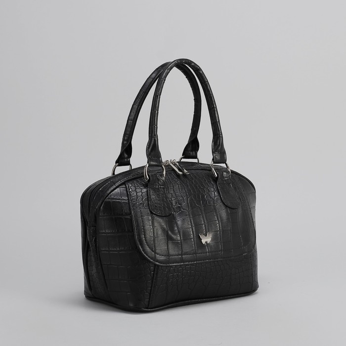 Сумка женская на молнии, 1 отдел, наружный карман, цвет чёрный