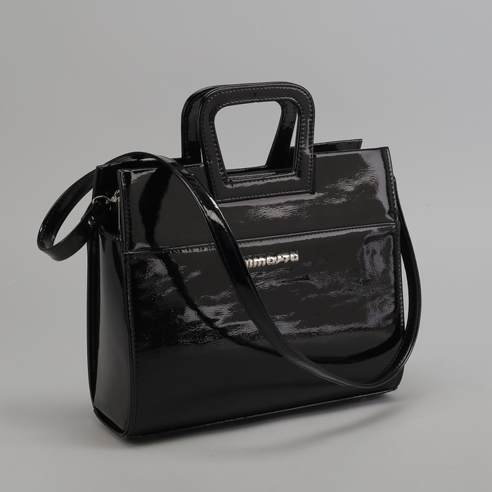 Сумка женская на молнии, 1 отдел, наружный карман, длинный ремень, цвет чёрный