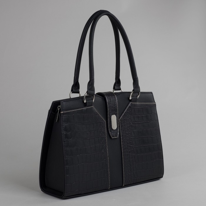 Сумка женская на молнии, 1 отдел, наружный карман, цвет чёрный