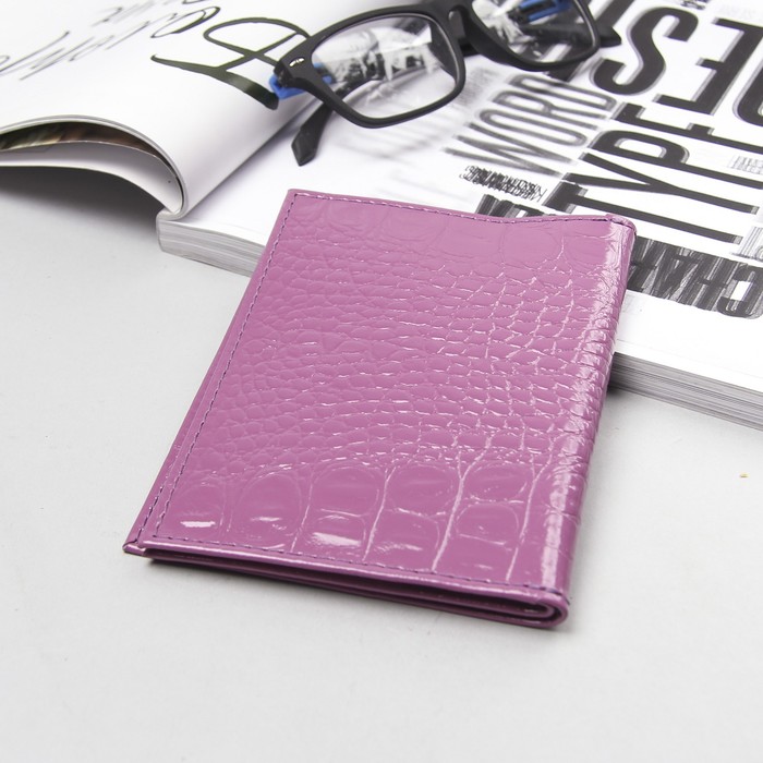 Обложка для автодокументов и паспорта, кайман, цвет сиреневый