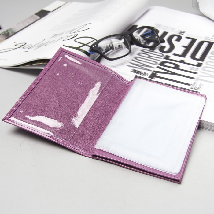 Обложка для автодокументов и паспорта, кайман, цвет сиреневый