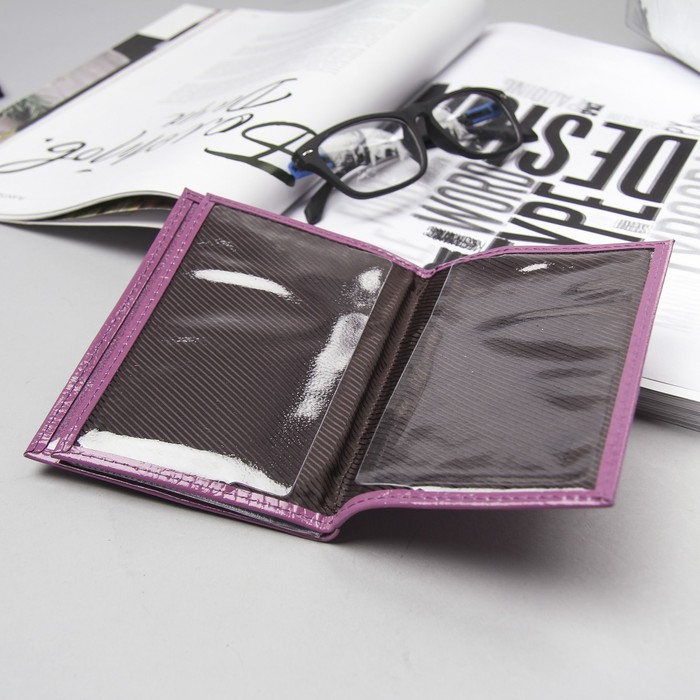 Обложка для автодокументов и паспорта, кайман, цвет сиреневый
