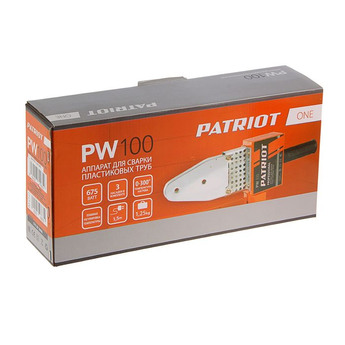 Аппарат для сварки пластиковых труб PATRIOT PW 100, 675 Вт, 220 В, 0-300°