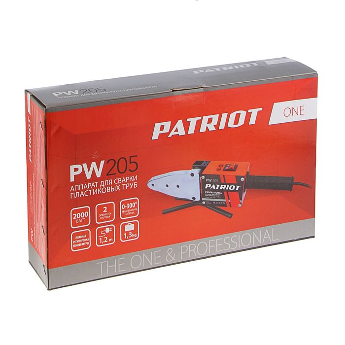 Аппарат для сварки пластиковых труб PATRIOT PW 205, 2000 Вт, 0-300°, 6 насадок