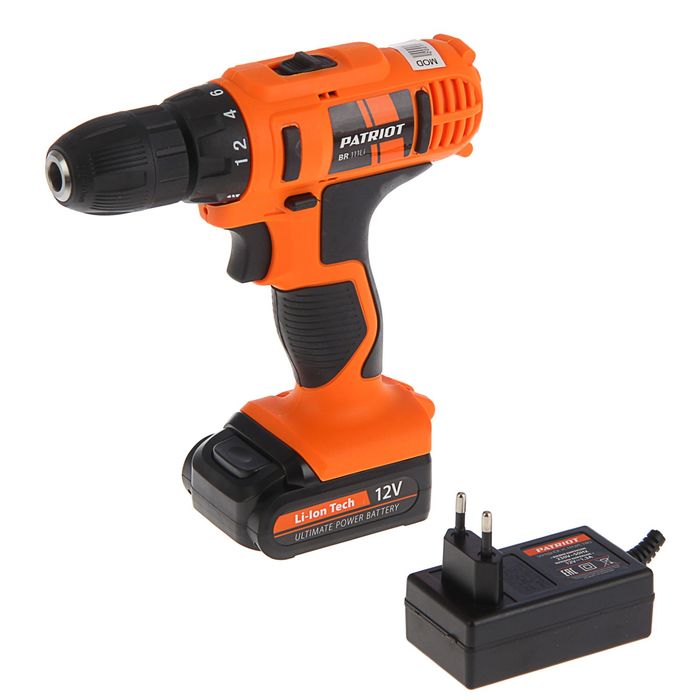 Дрель-шуруповерт PATRIOT THE ONE BR 111Li, Li-Ion, 12 В, 2.0 Ah, аккумул., заряд 1 ч.